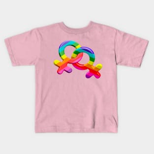 Lesbian couple symbol rainbow colors flag of LGBTQ Pride Kids T-Shirt